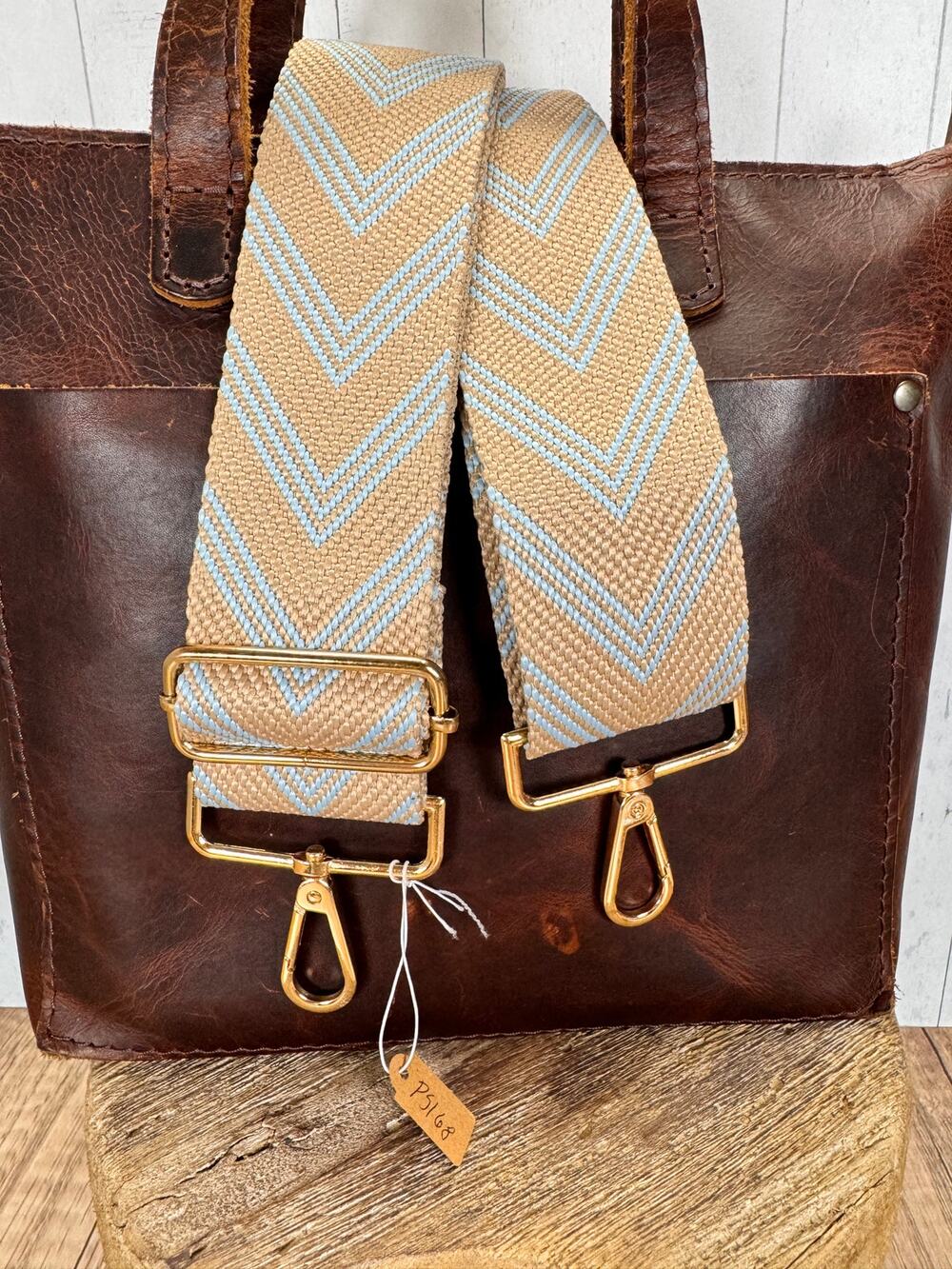 Blue Tan Chevron Purse Strap Crossbody Woven Guitar Strap NEW FAST SHIP